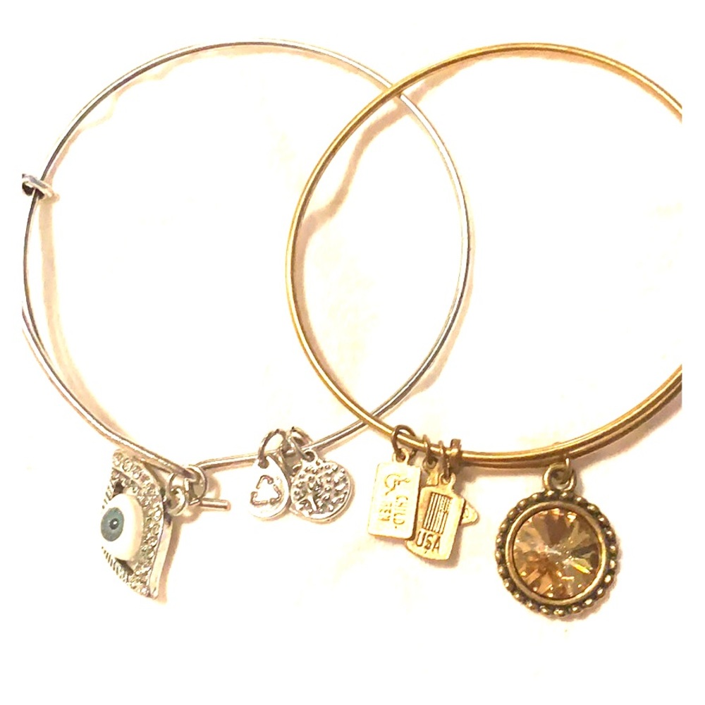 2bracelets Silver w/evil eye gold w/citrine stone